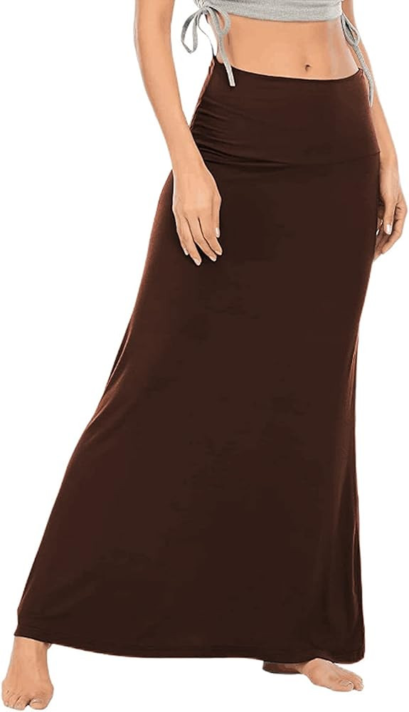 LYANER Women's Casual High Waist Solid Flare Long Maxi Skirt | Amazon (US)