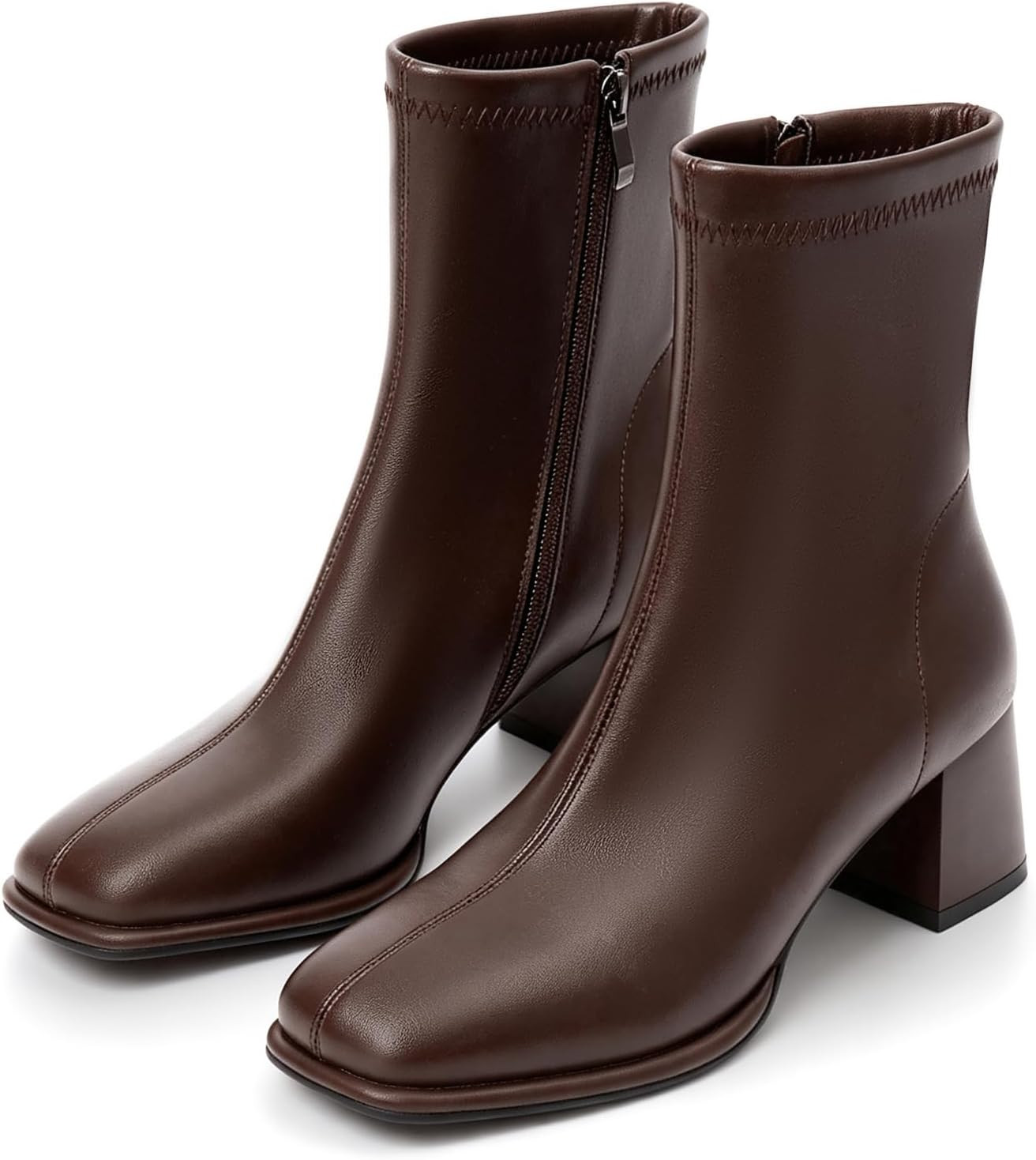 Womens Square Toe Ankle Booties Chunky Suede Short Boots | Amazon (US)