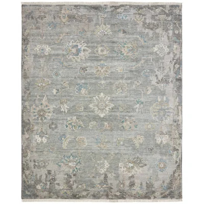 Timeless Fusion Soft Green Hand-Knotted Abstract Area Rug | Perigold