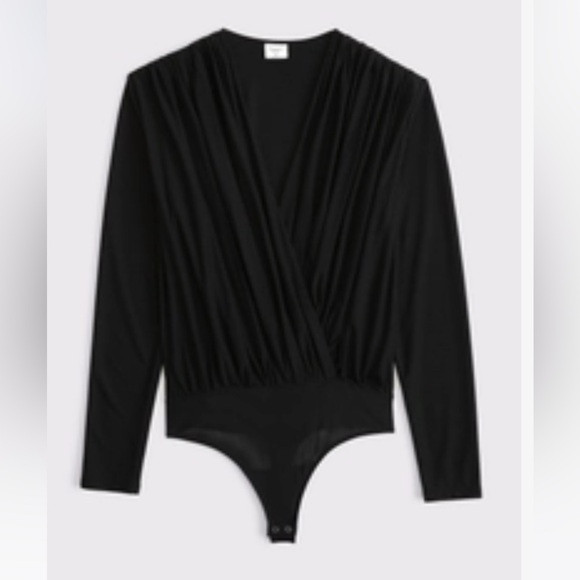 Women's Long-Sleeve Draped Deep-V Bodysuit | Poshmark