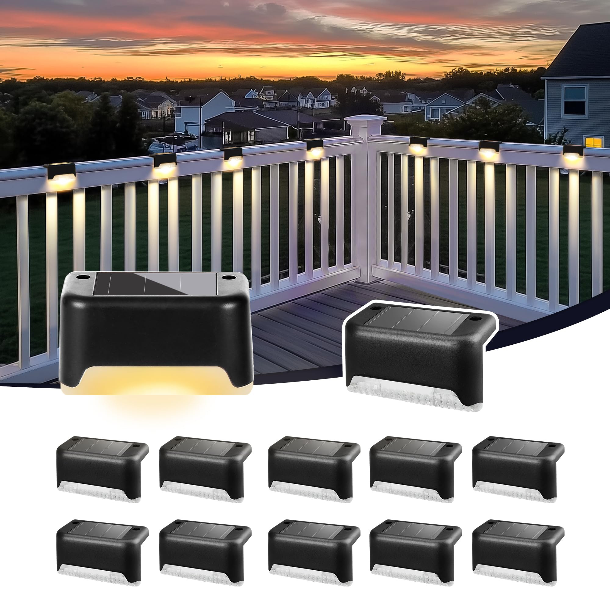 Solar Deck Lights Outdoor Waterproof 12Pack, Solar Step Lights Led Solar Powered Lights for Outdo... | Amazon (US)