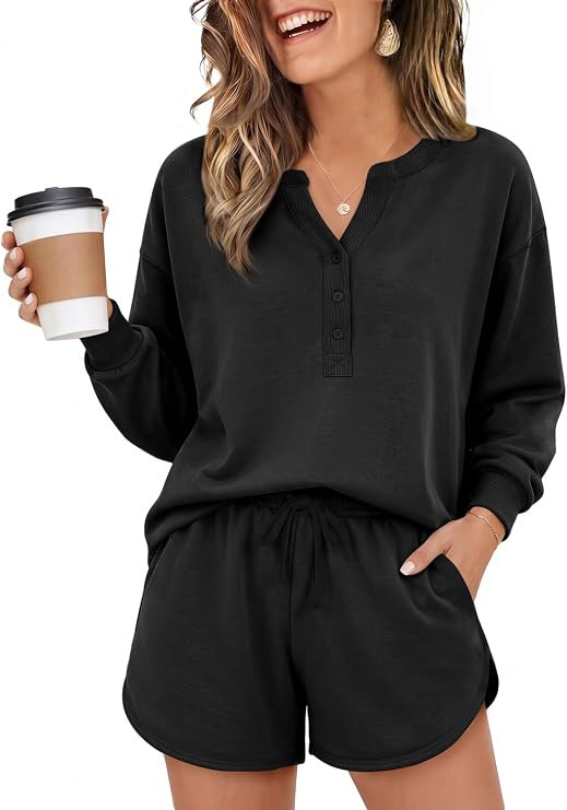 Yousify Womens Striped 2 Piece Short Sets Outfit Casual Matching Lounge Set | Amazon (US)