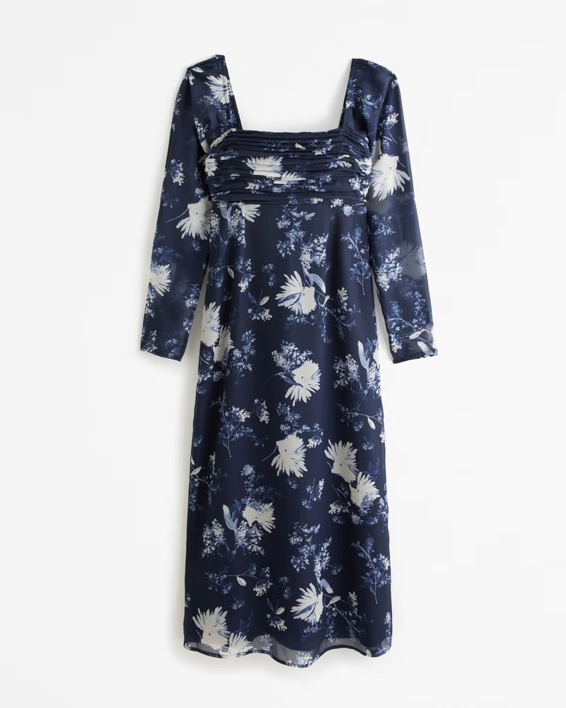 Women's Emerson Chiffon Long-Sleeve Midi Dress | Women's Dresses & Jumpsuits | Abercrombie.com | Abercrombie & Fitch (US)
