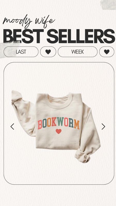 Moody Wife Best Sellers Last Week • Bookworm sweatshirt from Etsy —
a perfect gift for the girl who loves to read! 

#bestsellers #topfinds #MustHaves #BestSellerAlert #PopularPicks #TrendingNow #booktok #bookworm #readinggifts 

#LTKCyberWeek #LTKGiftGuide #LTKHoliday