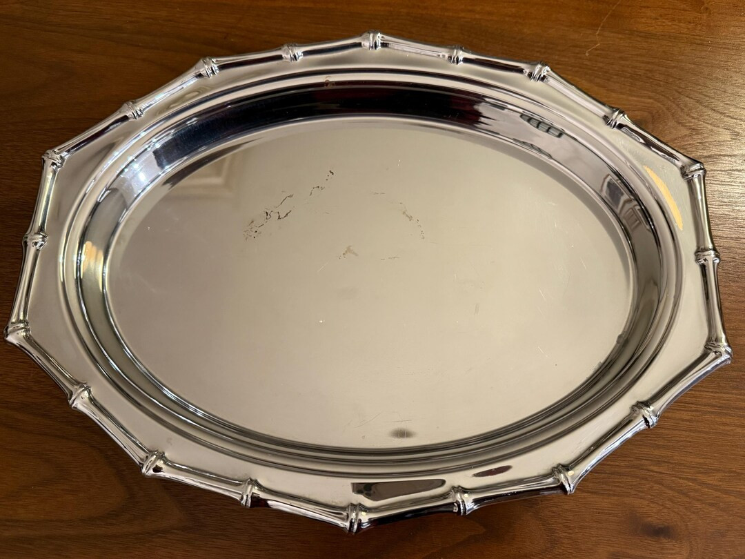 Stainless Steel Farberware Bamboo Trimmed Tray - Etsy | Etsy (US)