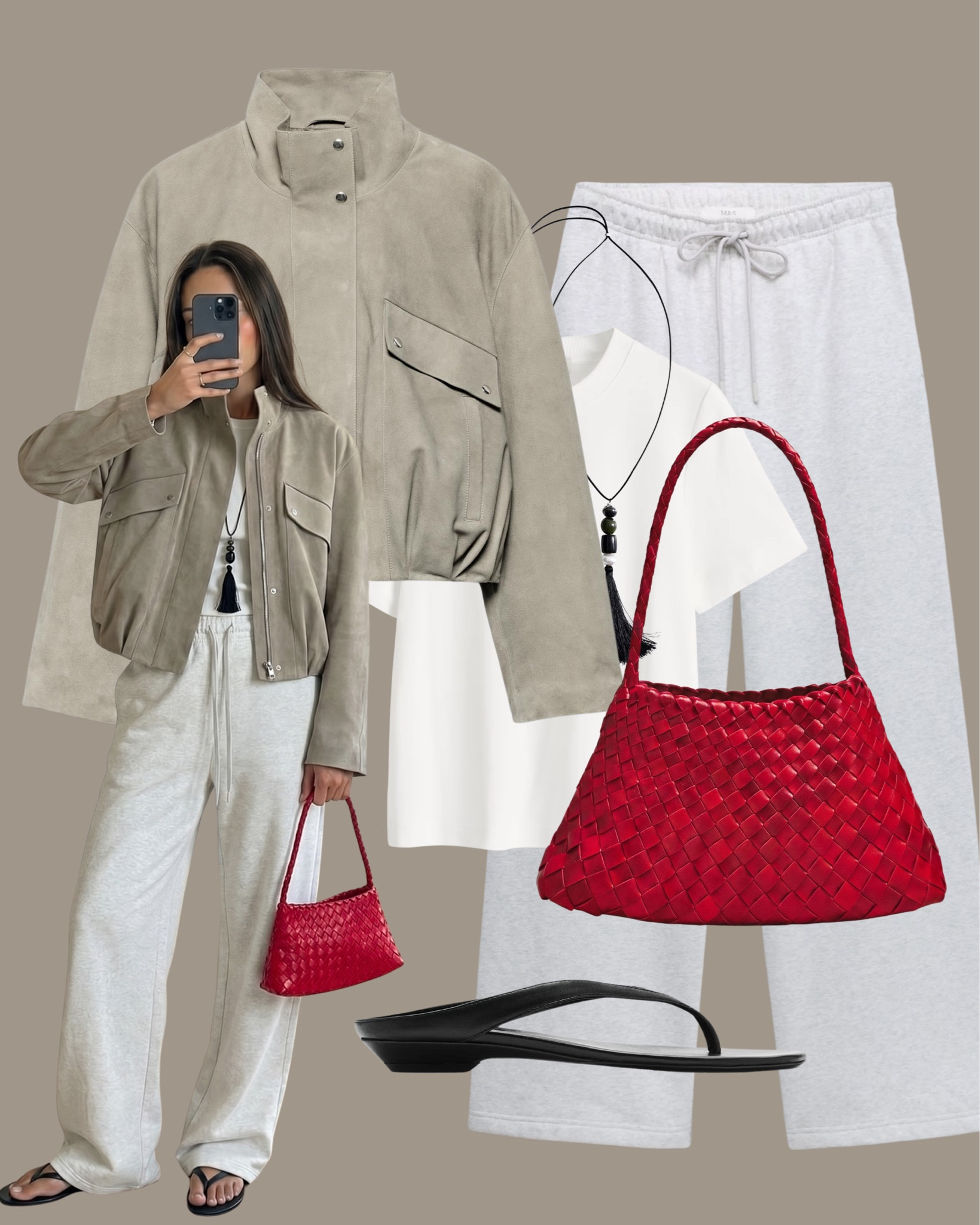 Zara new in🩶

Tags: grey bomber jacket outfit, grey joggers outfit, red shoulder bag, red woven bag, black strappy sandals outfit, spring cold day everyday outfit, white tshirt outfi 

#LTKmodest #LTKspring #LTKuk