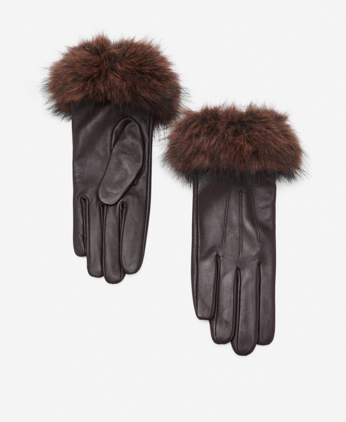 Mango Women's Combined Leather Gloves - Chocolate | Macy's