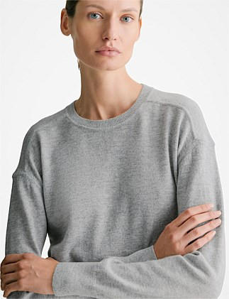 Trenery Merino Cashmere Forward Shoulder Seam Relaxed Crew | David Jones | David Jones (Australia & New Zealand)