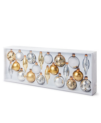 Holiday Lane Shine Bright Set of 22 Silver and Gold Glass Ornaments, Exclusively at Macy’s - Ma... | Macy's