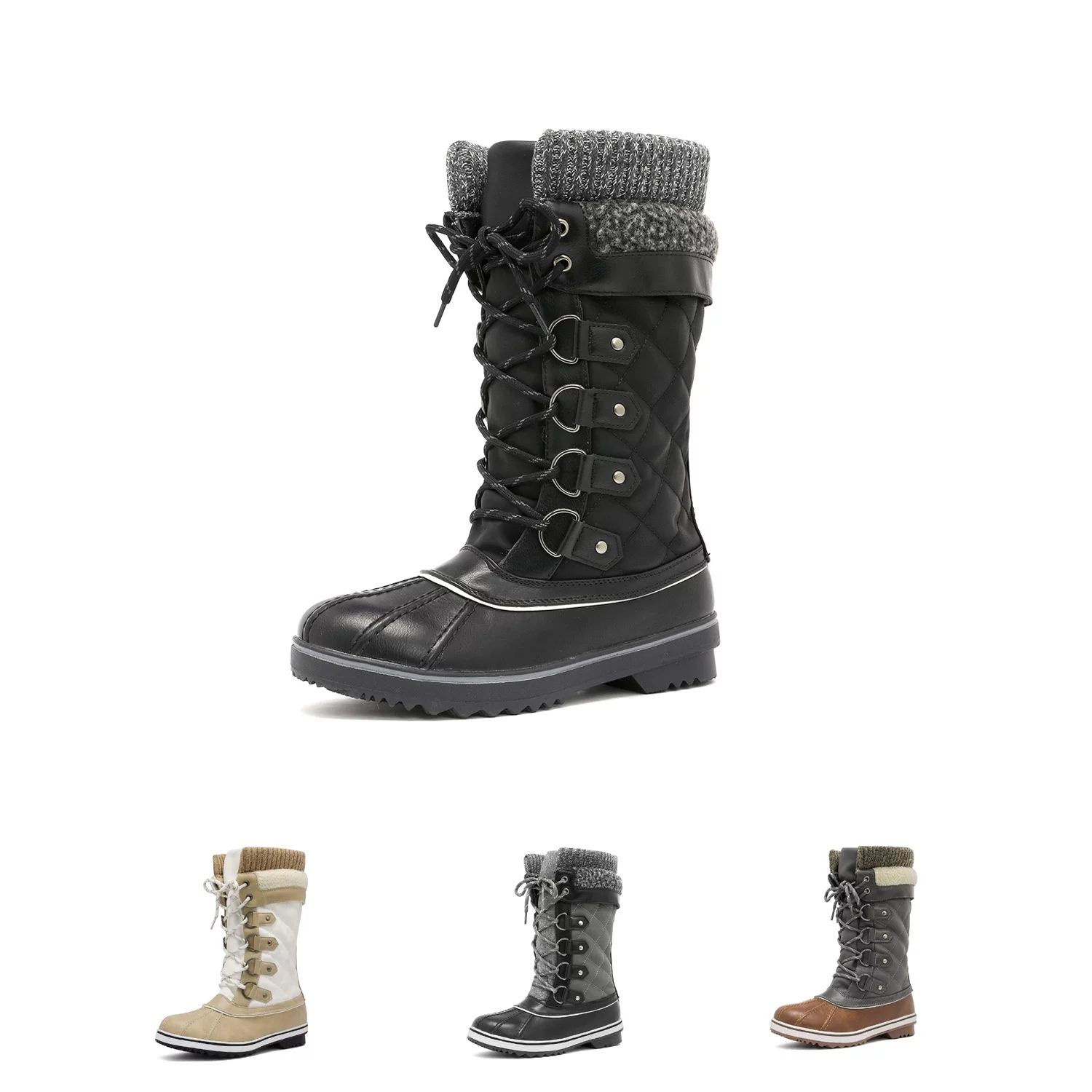 Dream Pairs Women Waterproof Snow Boots Winter Warm Snow Faux Fur Lined Flat Mid Calf Snow Boots ... | Walmart (US)