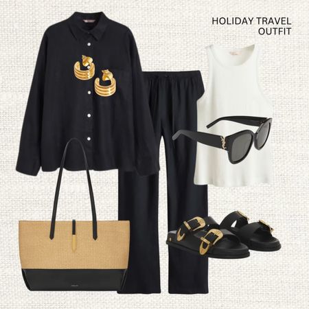 Holiday travel outfit ✈️

Don’t forget to tap 🖤 to favorite this post and come back later to shop 

Linnen shirt, linnen draw string trousers, linnen pull on trousers, saint laurent sunglasses, summer outfit, holiday outfit, cotton tank top, ribbed top, raffia bag, demellier new york, tote bag, black linnen shirt, linen shirt, 

#LTKstyletip #LTKSeasonal #LTKtravel