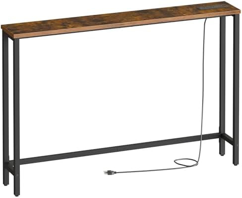 HOOBRO 47.2" Narrow Console Table with Power Outlet, 5.9" Behind Couch Table with Charging Statio... | Amazon (US)