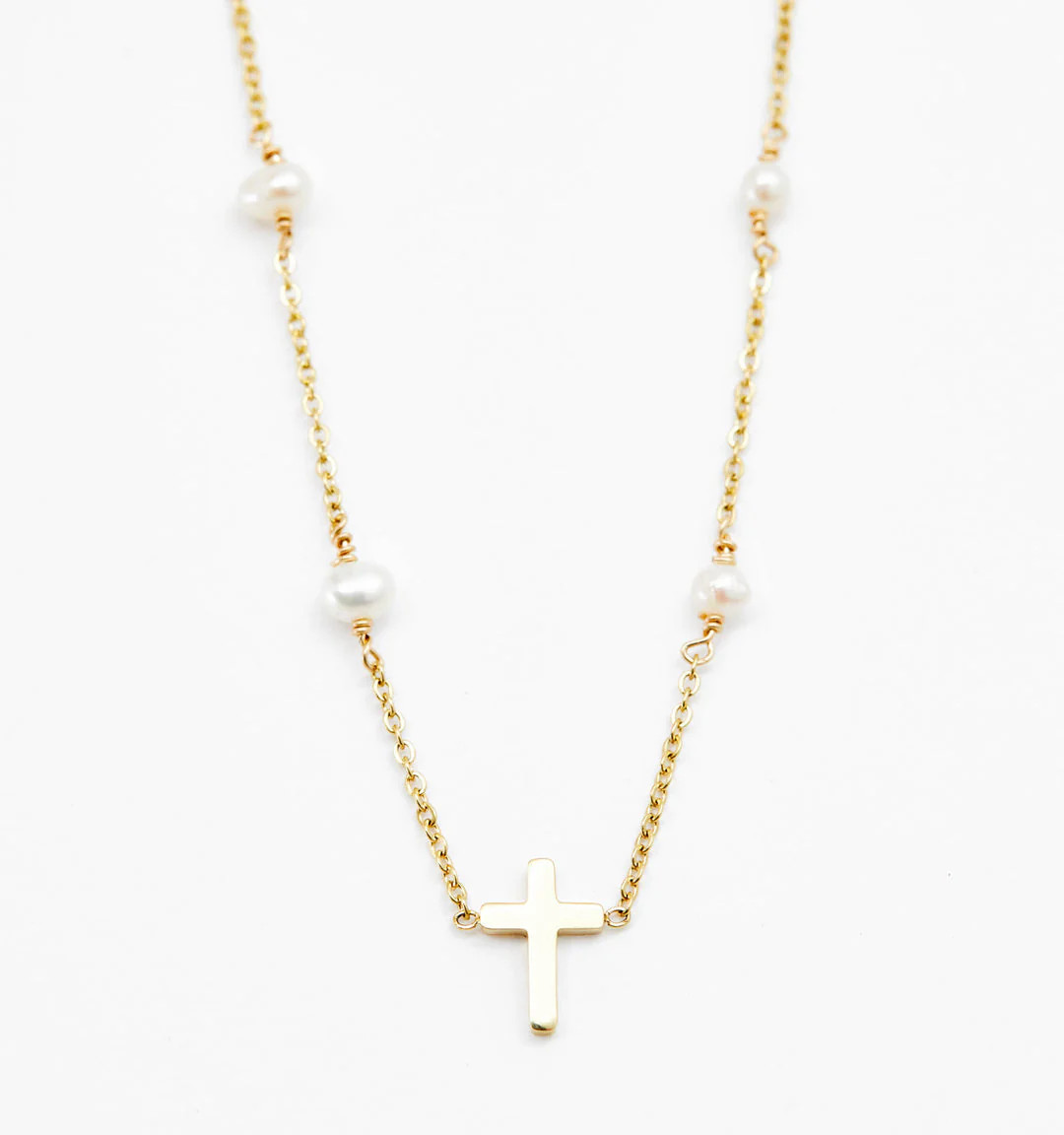 Cross Pearl Link Necklace | Rellery