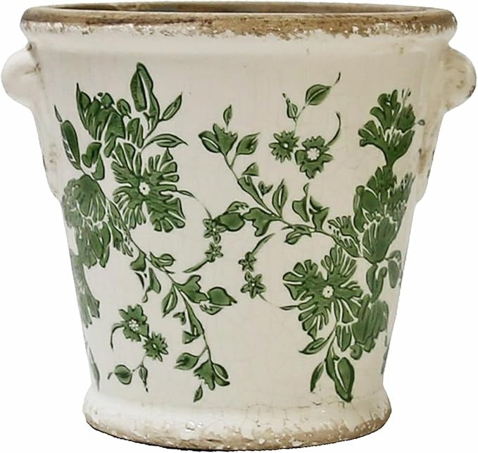 Tuscan Flower Pot Container Vintage Planter Ceramic Ice Crack Planter Green | Amazon (US)