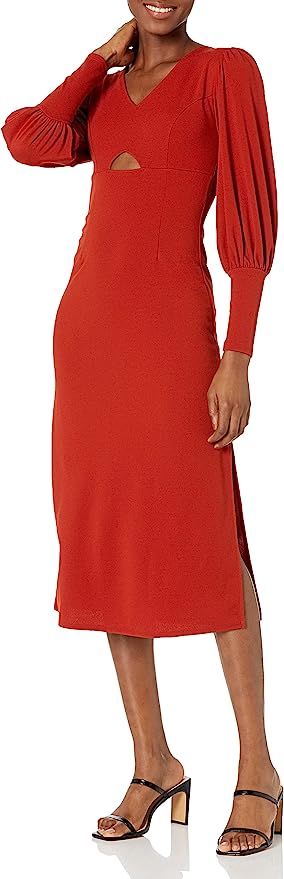 Wild Meadow Women's Balloon Sleeve Keyhole Midi Dress | Amazon (US)