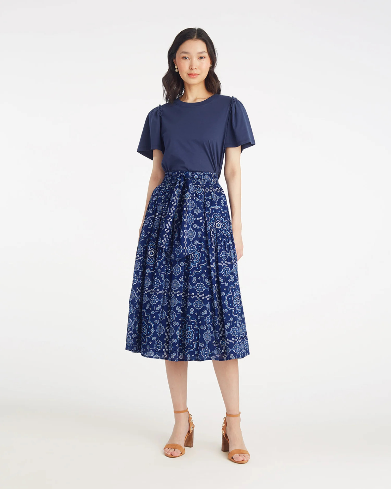 Midi Skirt in Bandana Blue | Draper James (US)