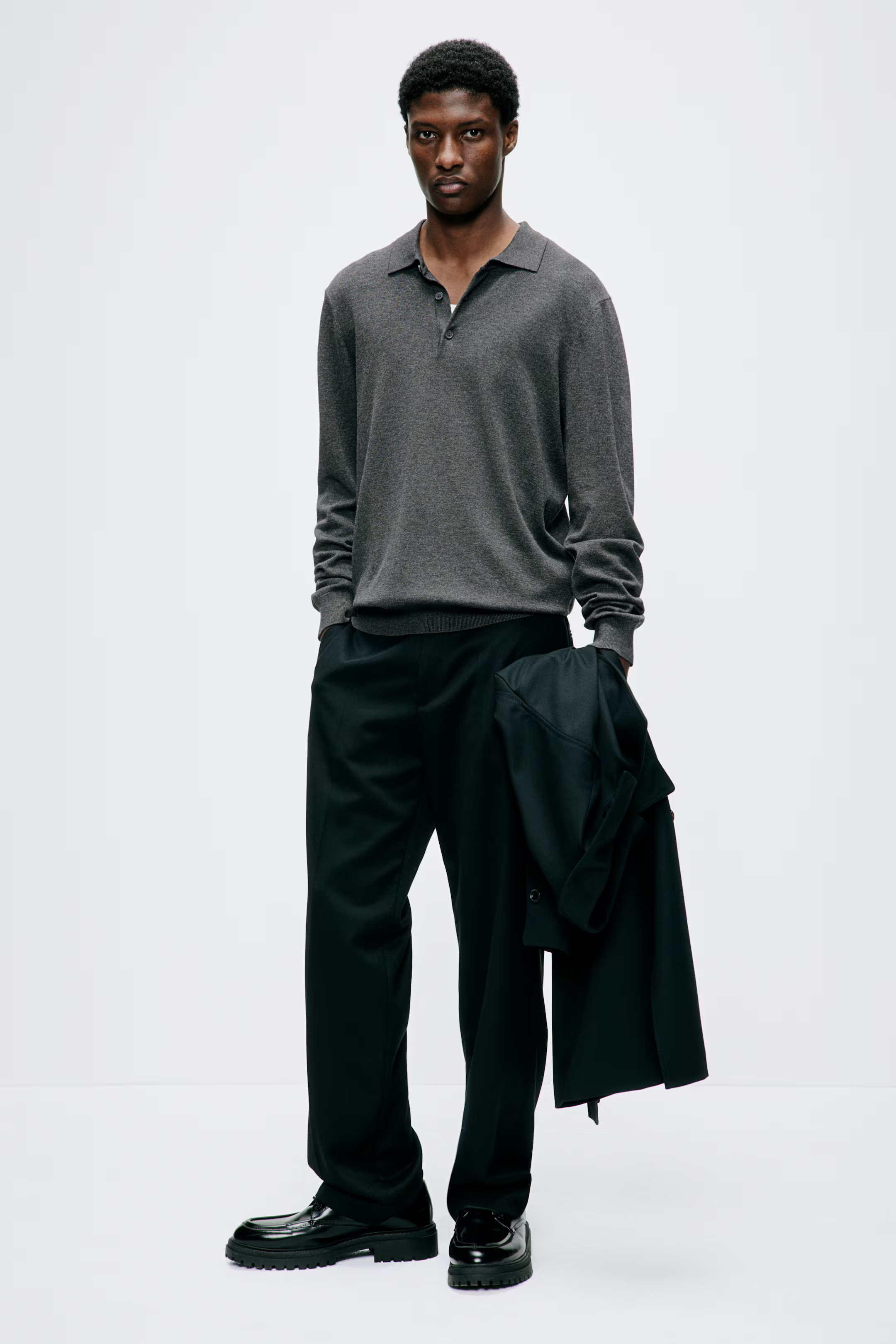 Slim Fit Fine-Knit Polo Shirt | H&M (US + CA)