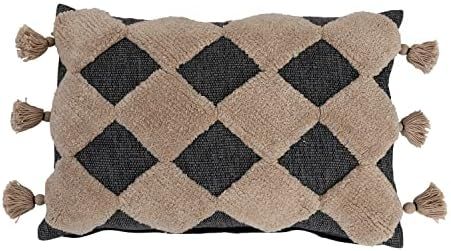 Creative Co-Op Cotton Lumbar Tufted Diamond Pattern and Tassels Pillow, 24" L x 16" W x 2" H, Mul... | Amazon (US)