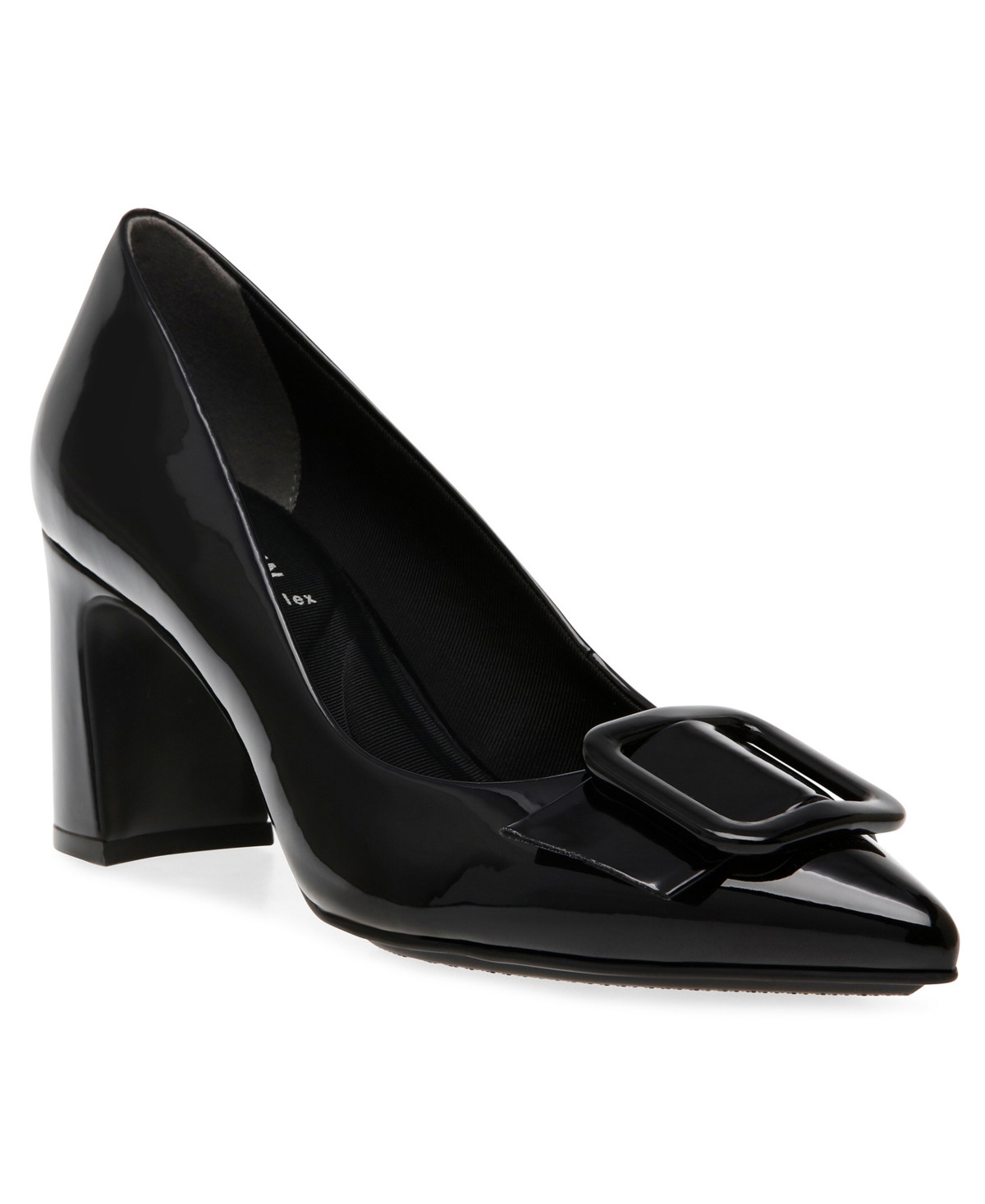 Anne Klein Women's Bentley Buckle Block Heel Pumps - Black Patent | Macy's