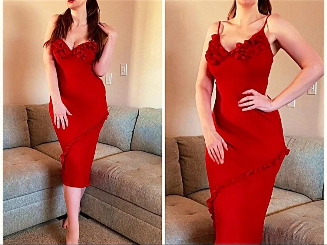 Vintage Georgette Trabolsi Nightgown Small Deep Red Long - Etsy | Etsy (US)