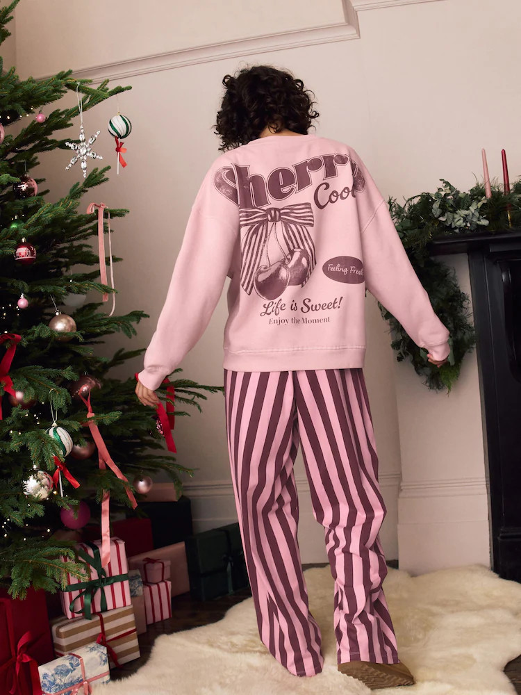 Pink Cherry Sweatshirt Pyjamas | Next EU