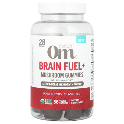 Om Mushrooms Brain Fuel+ Mushroom Gummies, Raspberry , 56 Vegan Gummies | Target