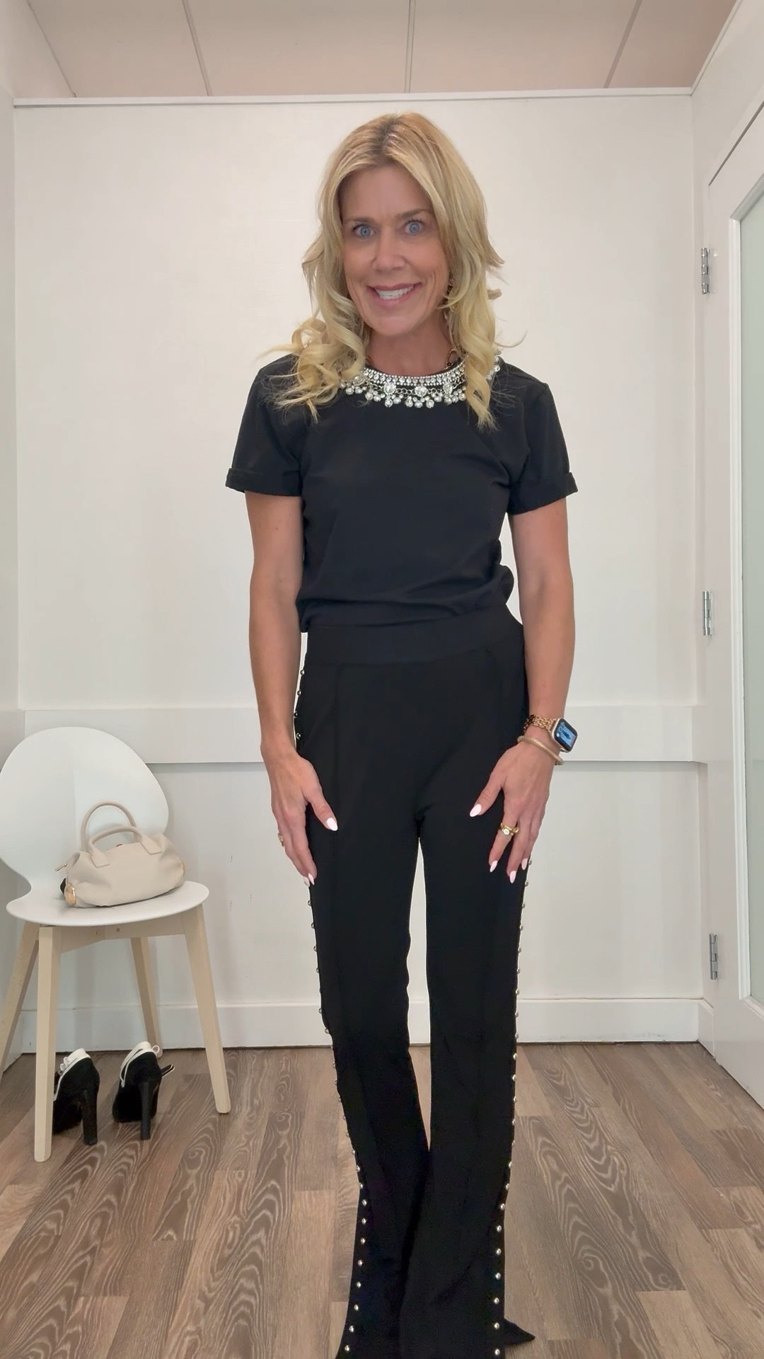 Love this cozy, elevated outfit you can wear lounging at the house, with guests or to wear out for the day looking elevated with the embellished details on the top and pants. 

#LTKootd #LTKHoliday #LTKGiftGuide