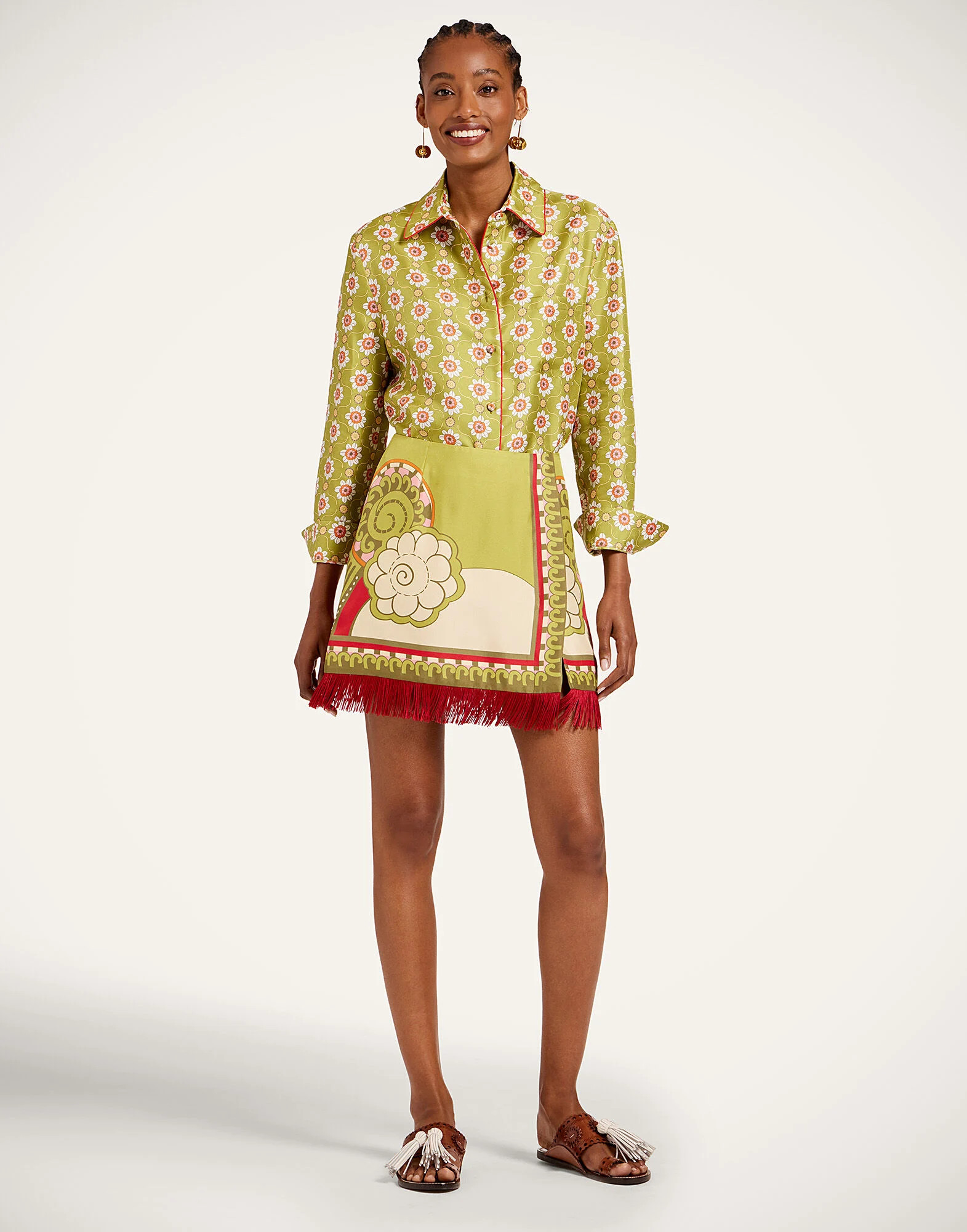 Mini Foulard Skirt in Ambrosia Placée Green for Women | La DoubleJ | La DoubleJ