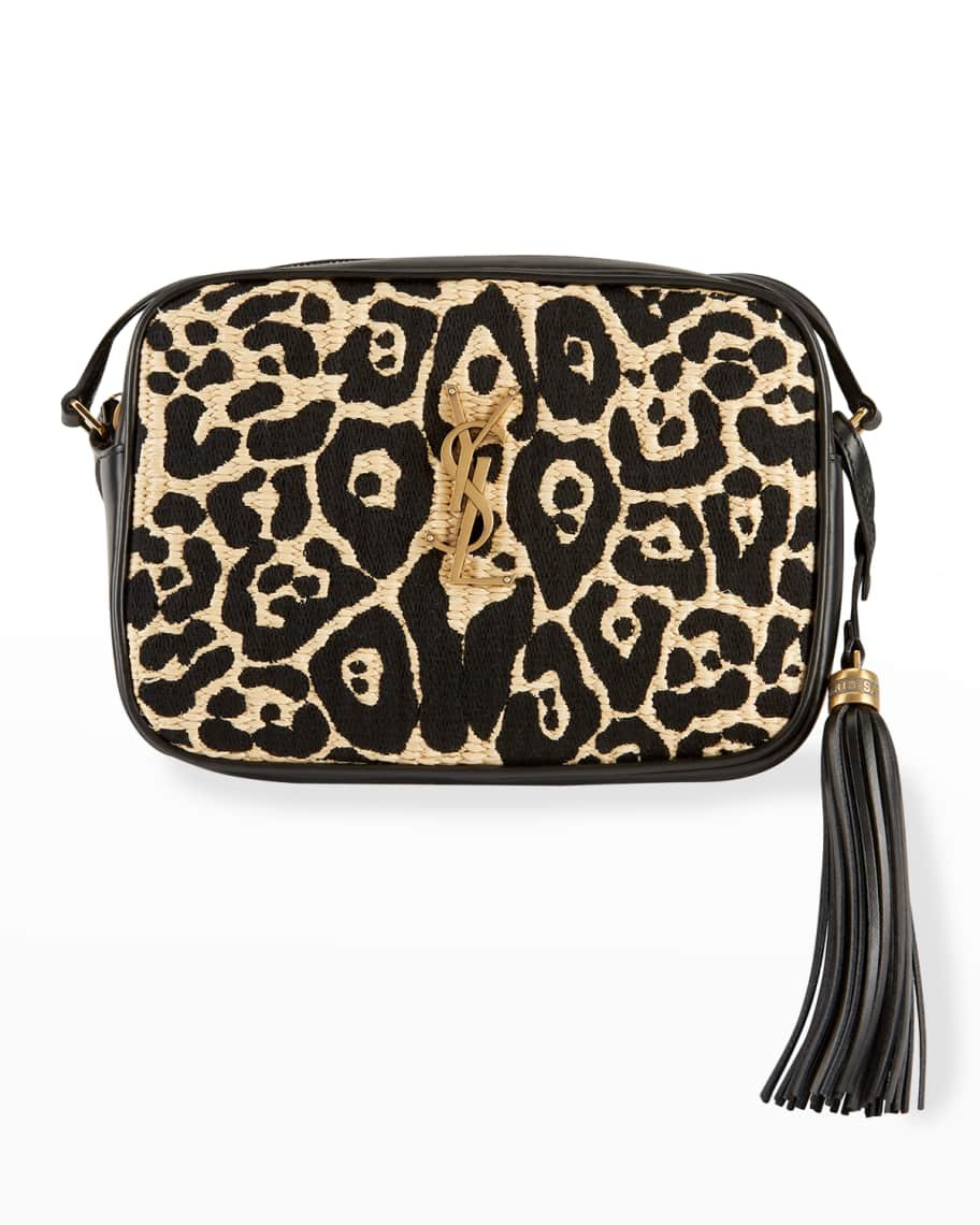 Saint Laurent Lou Medium Animal-Print Raffia YSL Camera Bag | Neiman Marcus