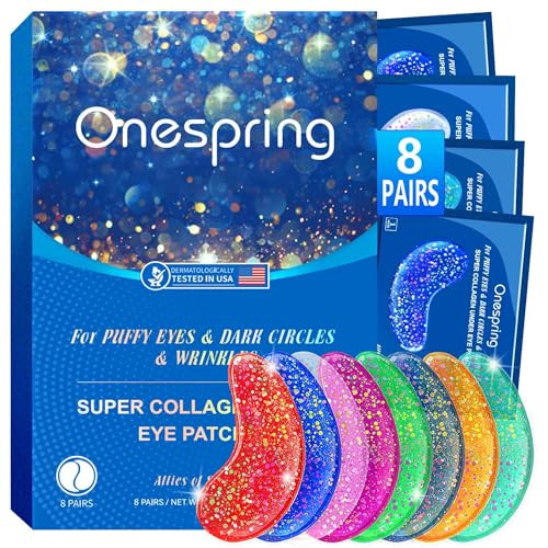 Onespring Under Eye Patches (8 Pairs) - Revitalises and Refreshes Your Skin, Eye Masks for Eye Bags, Dark Circles, Wrinkles, Collagen Gel Pads, Relieves Pressure - Travel Essentials | Amazon (US)