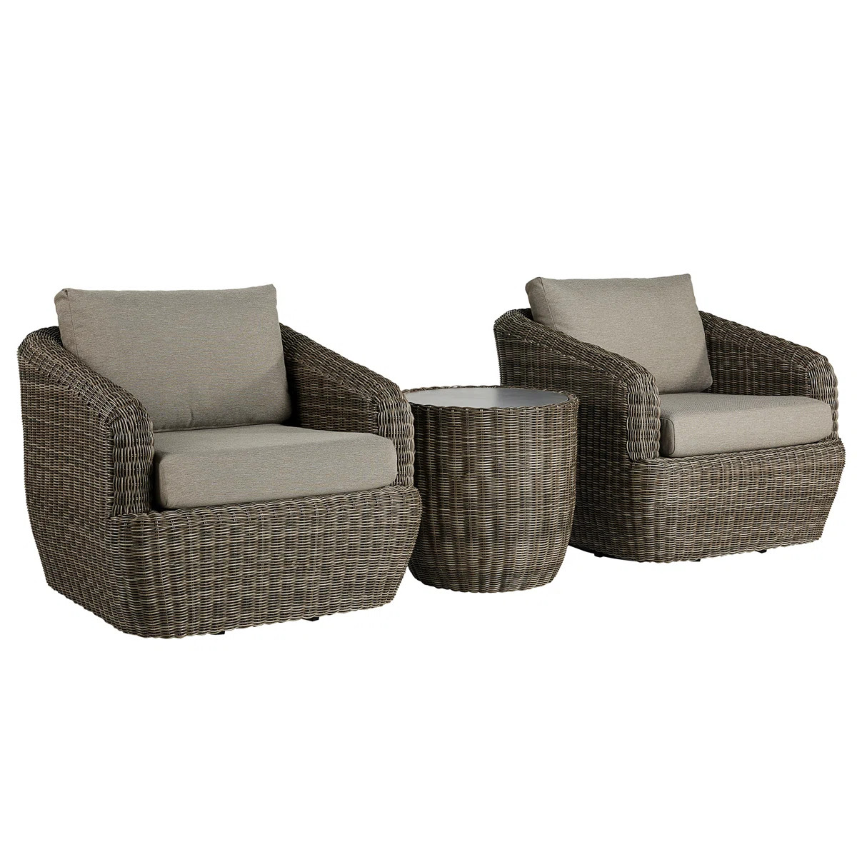 Cambelle 2-Person Swivel Rattan Seating Group with Cushions | Wayfair North America
