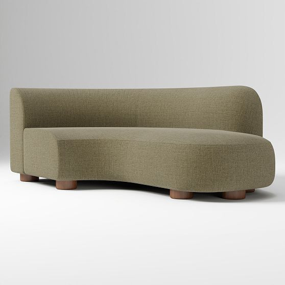 Laurent Right Arm Wedge Chaise, Performance Chenille Crossweave Elm, Cool Walnut | West Elm (US)