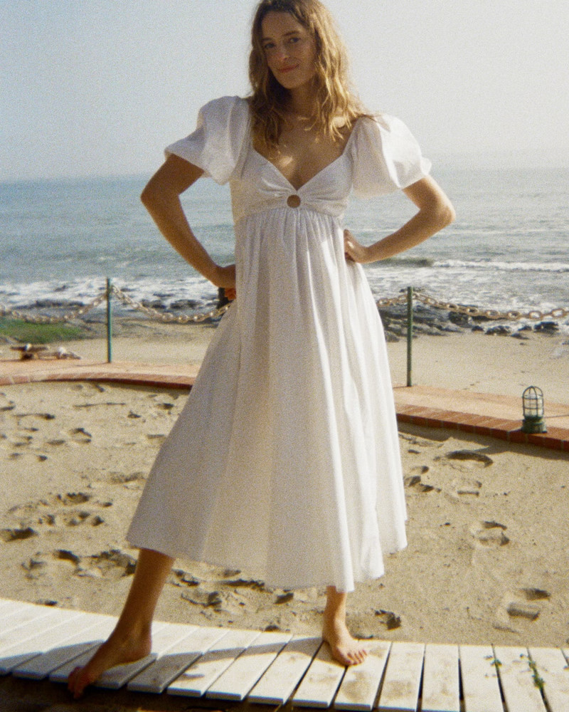 O-Ring Puff Sleeve Midi Dress | Abercrombie & Fitch (US)