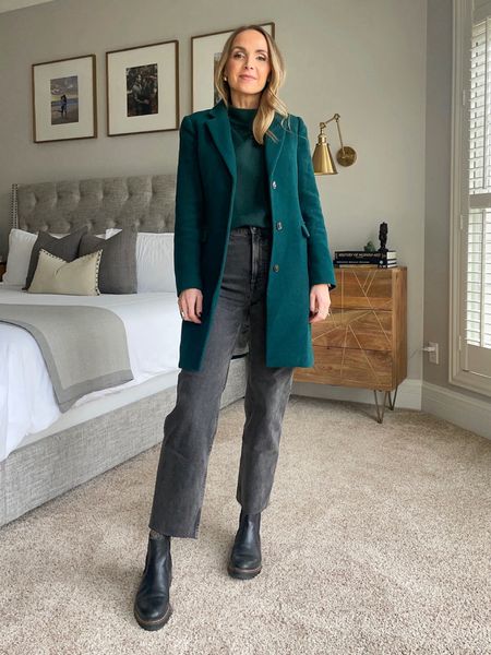 Winter style with green sweater + coat for monochromatic look

#LTKfindsunder50 #LTKstyletip #LTKSeasonal