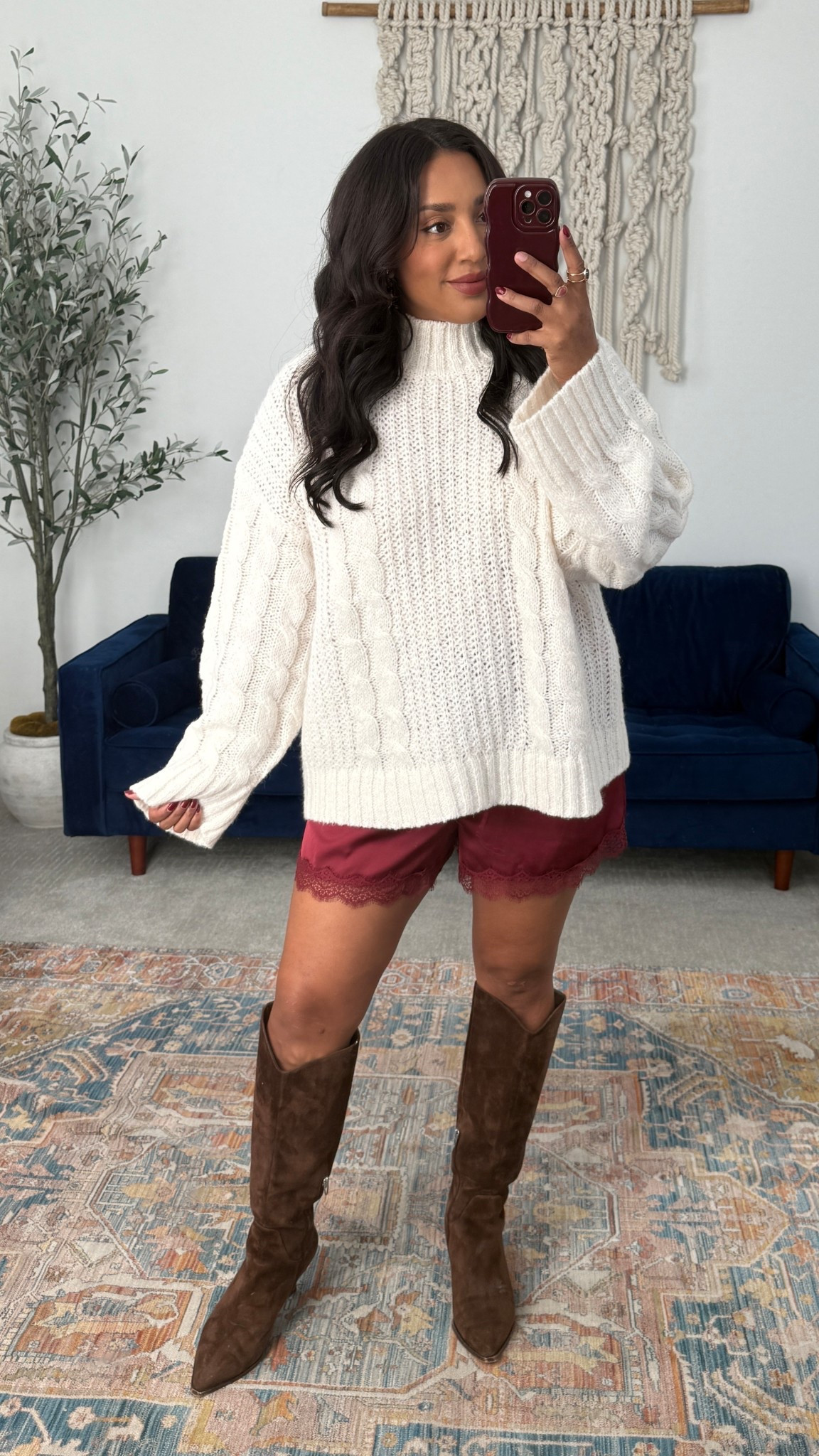 What I wore last night to a comedy show! Size XL in sweater for oversized fit, and L in shorts! Obsessed with them, I think I need black too!🙈

#LTKootd #LTKHoliday #LTKMidsize