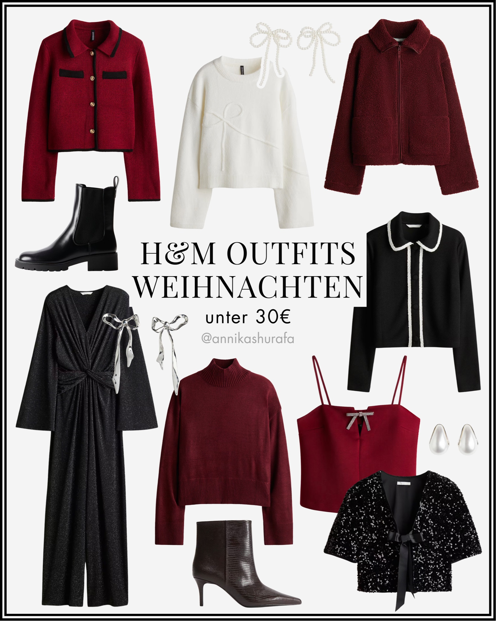 H&M Outfits für Weihnachten | Outfit Ideen Weihnachten Damen, Style Tip Christmas Eve, Outfit Ideen Heiligabend, Weihnachten Outfit, Damen Blazer Weihnachten, Roter Blazer Damen, Weihnachtspullover, Teddy Jacke Winter, Bordeaux Outfit Inspo, Winter Stiefel Damen, Elegante Damen Stiefeletten, Chanel Dupe, Schwarzer Blazer, Party Outfit, Glitzer Kleid, Abendkleid, Festtag Outfit, Schleifen Ohrringe, Roter Pullover Damen, Winter Boots, Party Kleid, Weihnachtsoutfit, Outfit Inspo Winter, H&M Winter, Elegante Outfits, Glitzerkleid, H&M Party Outfit, Party Kleider 

#LTKdeutschland #LTKpartywear #LTKstyletip