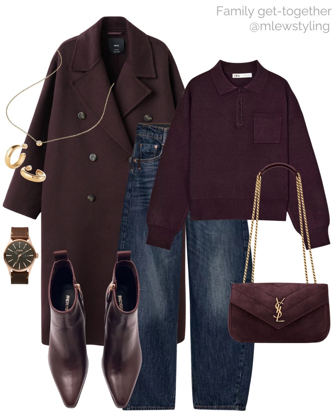 Winter outfit for a family get-together ✨

Tags: Burgundy wool coat, knit polo sweater, reiss ankle boots, suede ysl bag, Nixon watch, gold hoop earrings, Mejuri necklace, new in Zara balloon jeans, holiday outfit 

#LTKHoliday #LTKGiftGuide #LTKootd
