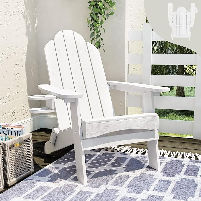 LUE BONA Folding Adirondack Chair, HDPS Weather Resistant Outdoor Patio Chair for Balcony Garden,... | Amazon (US)