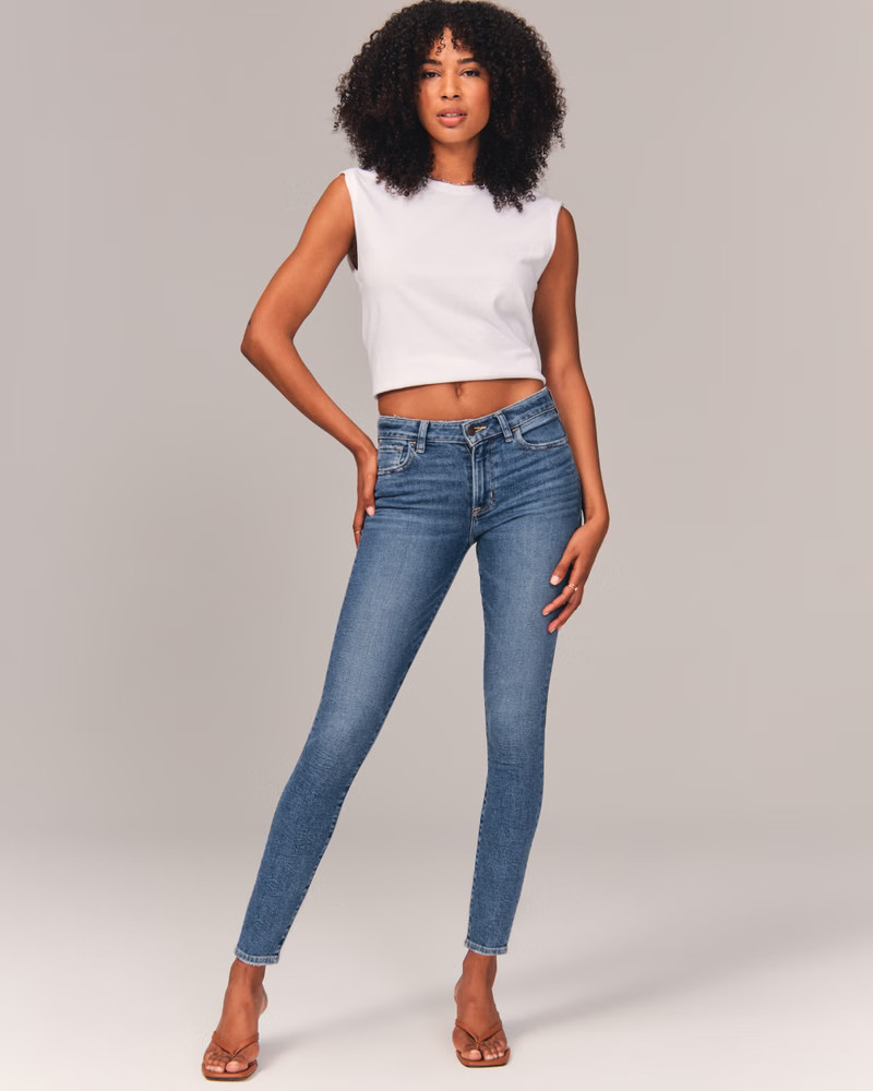 Mid Rise Super Skinny Ankle Jeans | Abercrombie & Fitch (US)