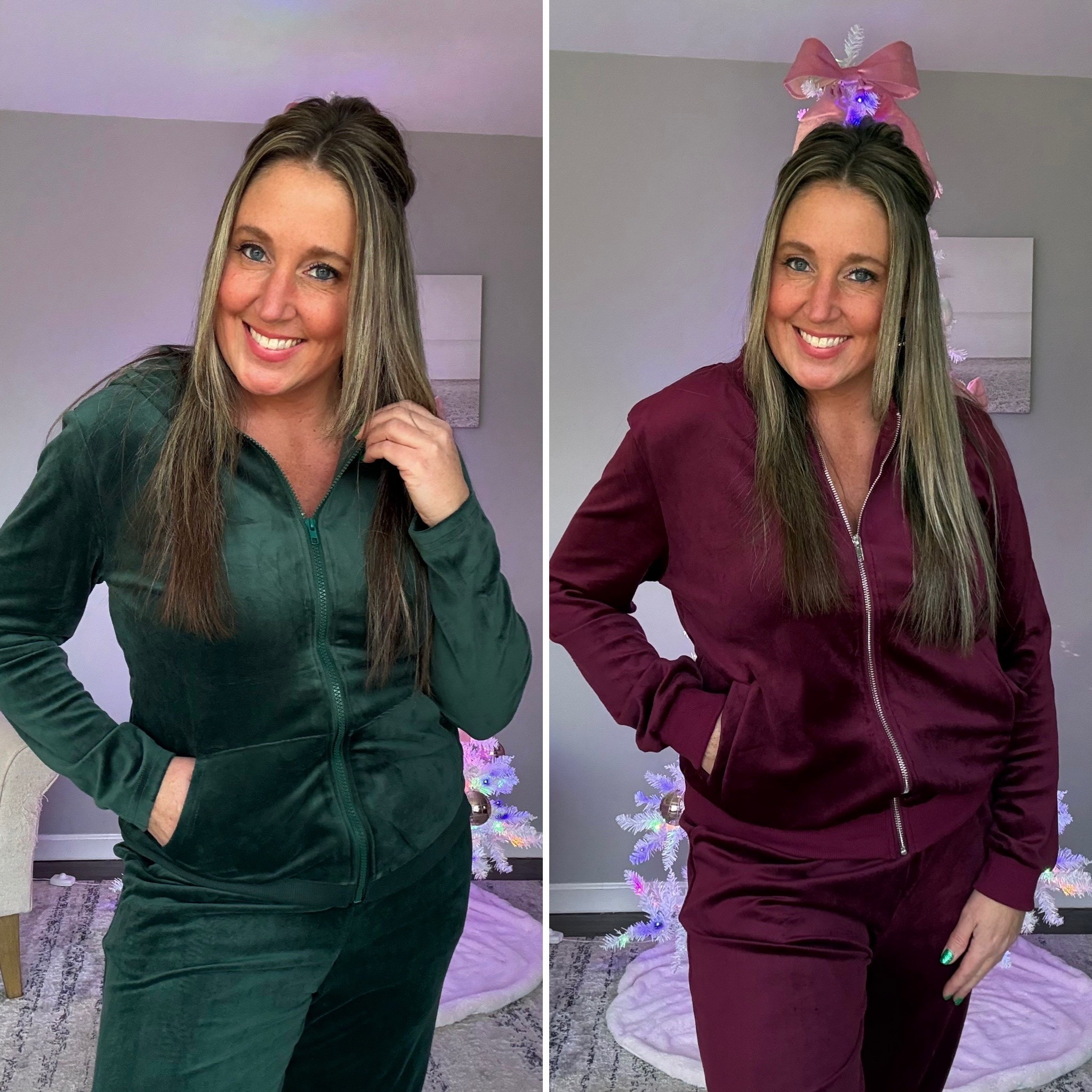 Velour sweatsuit sets💚♥️

This is the perfect loungewear for the holidays! Super cozy and great for traveling. Which color do you like best?

#LTKFindsUnder50 #LTKGiftGuide #LTKHoliday