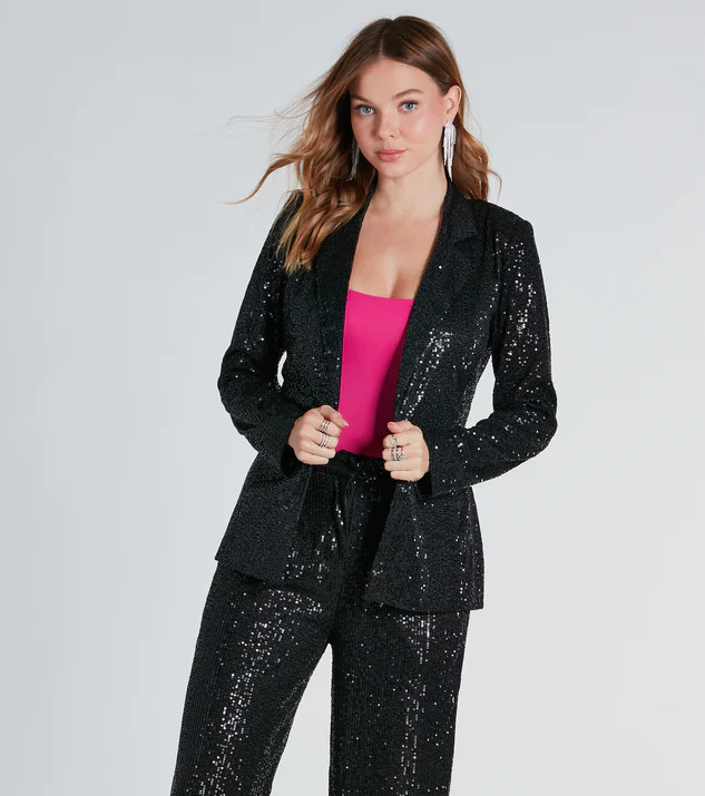 Night Cocktails Sequin Tie-Waist Blazer | Windsor Stores