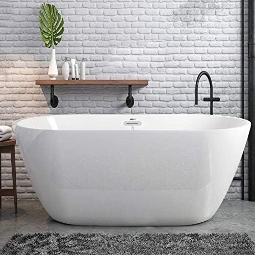 FerdY Bali 55" Acrylic Freestanding Bathtub, Gracefully Shaped Freestanding Soaking Bathtub, Glos... | Amazon (US)