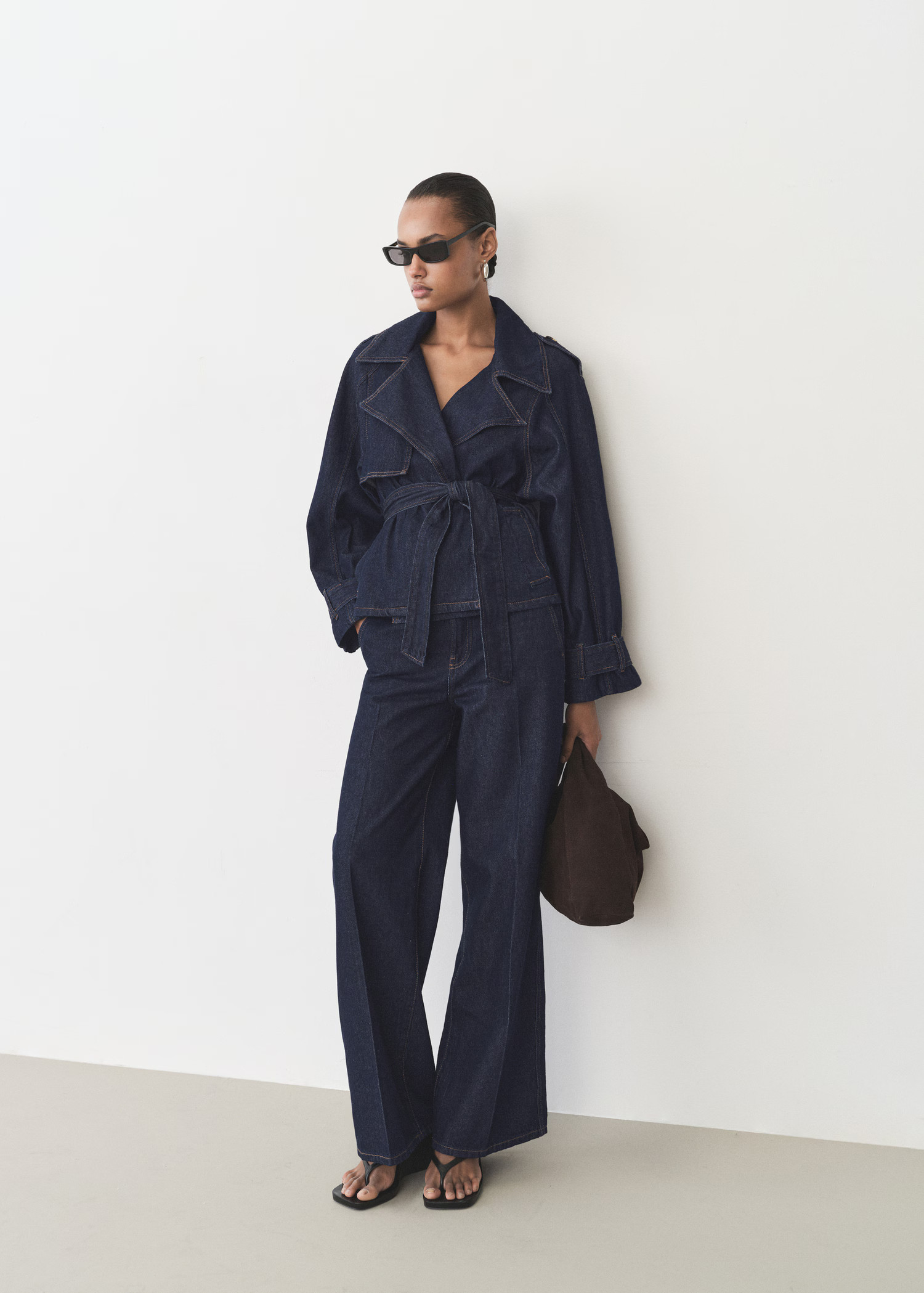 Short denim trench coat with belt | Mango (US/MX/AU)