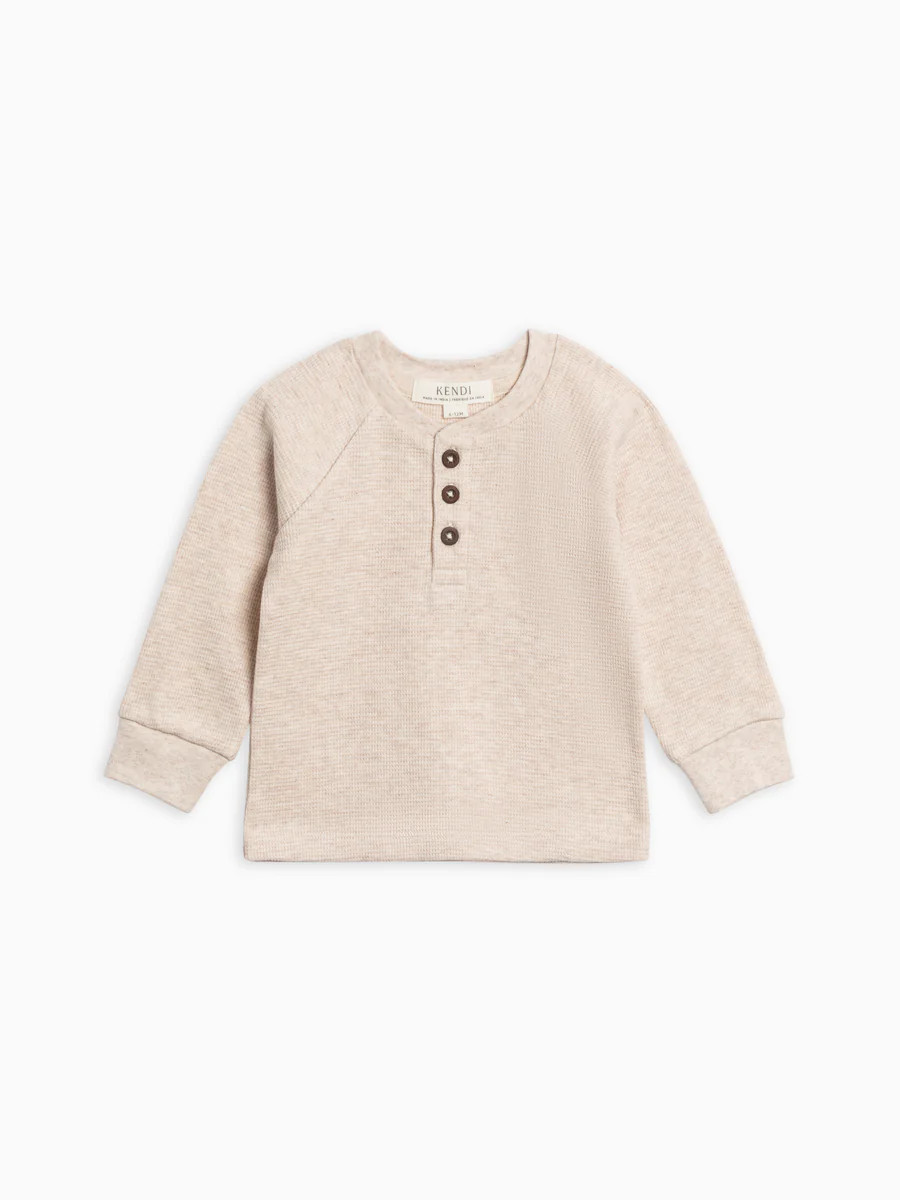 Jones Waffle Knit Henley Raglan Shirt | Colored Organics