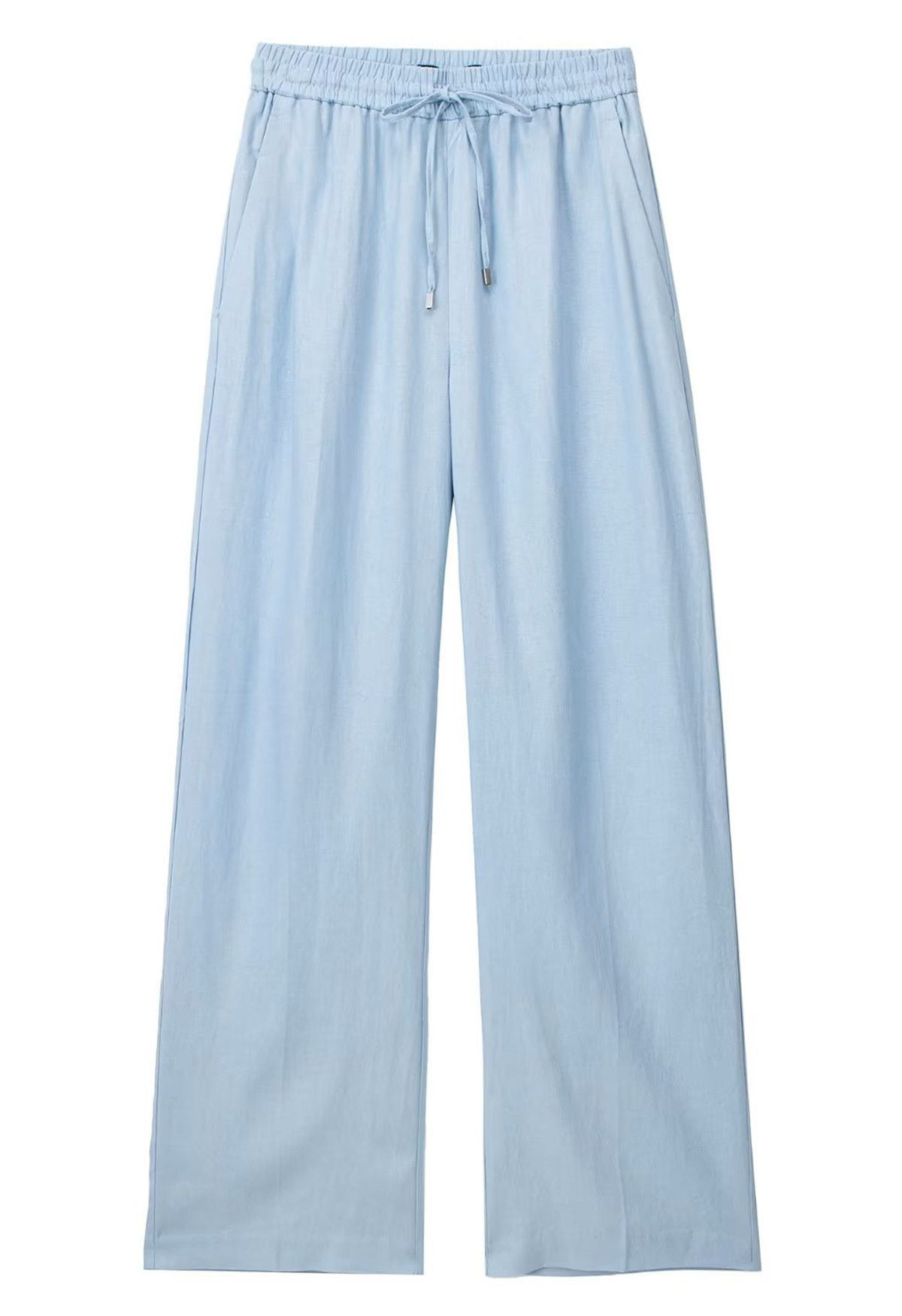 Breezy Cotton Straight-Leg Pants in Blue | Chicwish