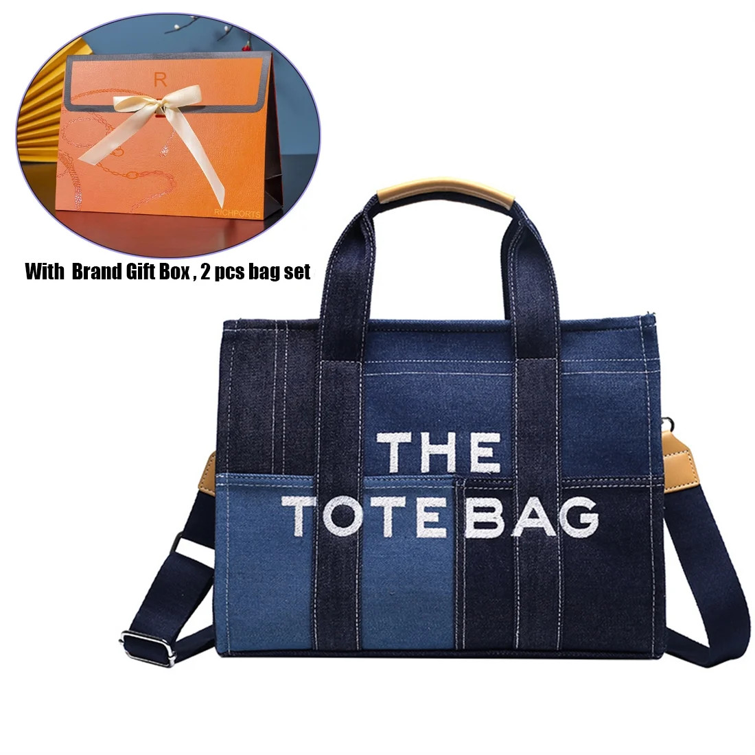 RICHPORTS Womens Tote Bags Denim Canvas Tote Handbags Large Crossbody Bags Blue | Walmart (US)