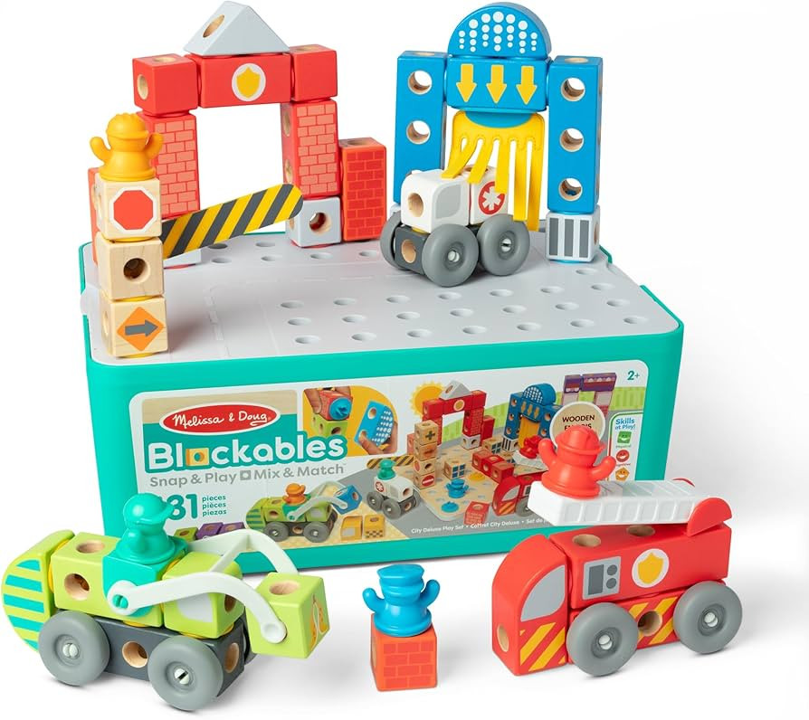 Melissa & Doug Blockables™ Deluxe City Snap and Play Amazon Exclusive, Mix and Match Connectabl... | Amazon (US)