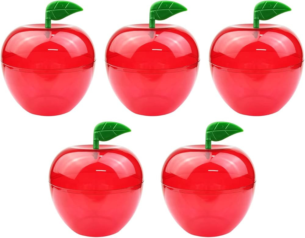 5 Pack Plastic Apple Containers Large Red Apple Decoration Teacher Apple Container Candy Jar Toy ... | Amazon (US)