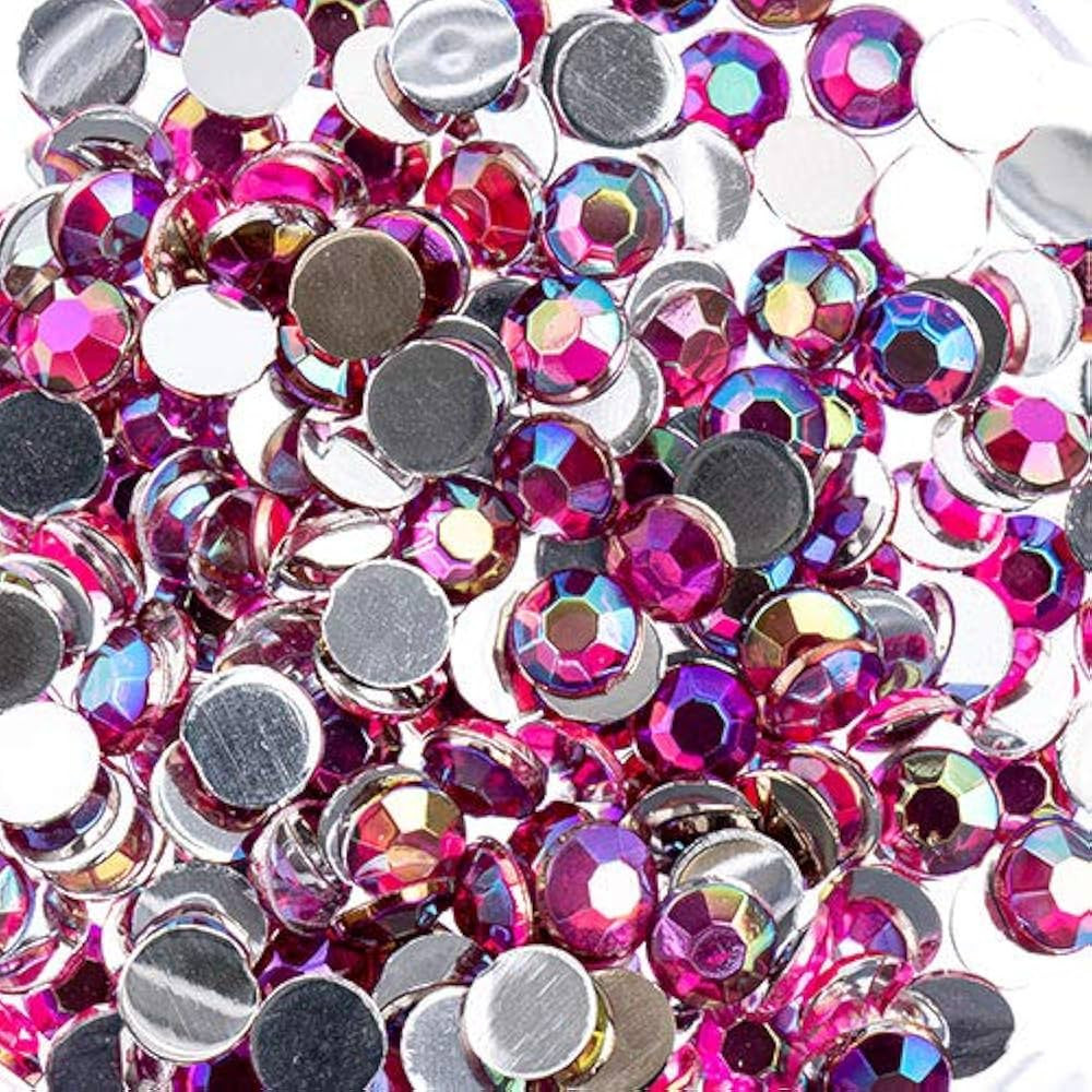2000 Pieces 4mm (SS16), Fuchsia AB, Acrylic Round Flat Back Rhinestones for Jewelry Making, DIY C... | Amazon (US)