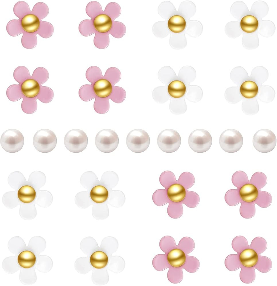 NEVEGE Shoe Charms 24PC Flower Charms with Crystal Rhinestone Pearl Shoe Decoration Charms Cute F... | Amazon (US)